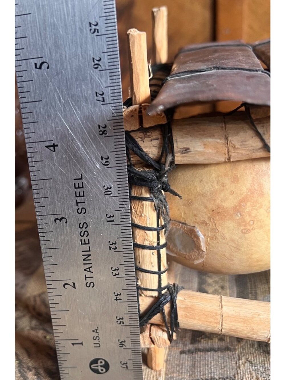 African Gourd Resonator Metallophone Metal Keys Wooden Frame 1950-1975 - Picture 11 of 13